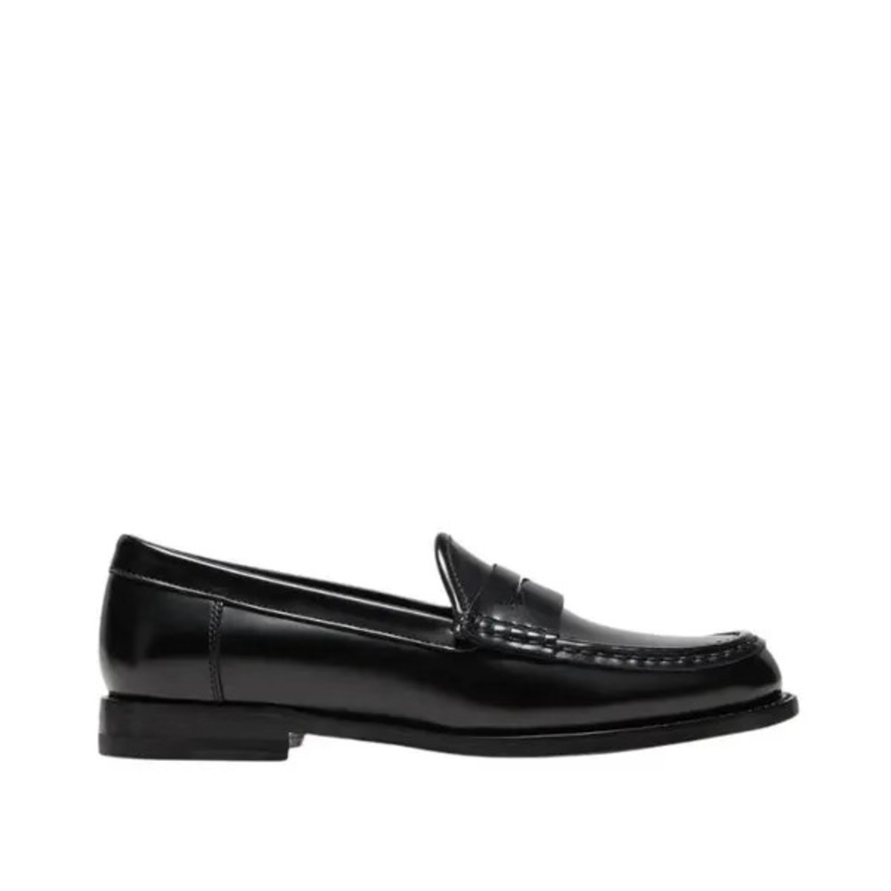 NWT Manolo Blahnik Prepina Leather Penny Loafers in Black (Size EW 37/7B)